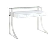 Contemporary glossy white writing desk w/ chrome legs by Coaster additional picture 8