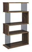 Aged walnut wood finish 4-shelf bookcase with glass panels by Coaster additional picture 2