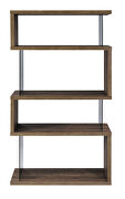 Aged walnut wood finish 4-shelf bookcase with glass panels by Coaster additional picture 3