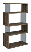 Aged walnut wood finish 4-shelf bookcase with glass panels by Coaster additional picture 6