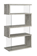 Gray driftwood wood finish 4-shelf bookcase with glass panels by Coaster additional picture 2