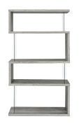 Gray driftwood wood finish 4-shelf bookcase with glass panels by Coaster additional picture 3