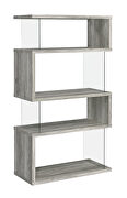 Gray driftwood wood finish 4-shelf bookcase with glass panels by Coaster additional picture 6