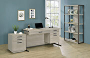 4-drawer rectangular office desk whitewashed grey and gunmetal by Coaster additional picture 2