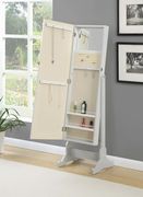 Transitional dove grey cheval mirror armoire additional photo 2 of 1