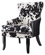 Cowhide-like black/white fabric accent chair additional photo 2 of 1