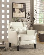 Modern accent chair in white w/ nailhead trim by Coaster additional picture 2