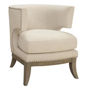 Barrel back design chair in white fabric by Coaster additional picture 2