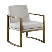 Soft micro-denier textured leatherette in cream accent chair additional photo 3 of 2