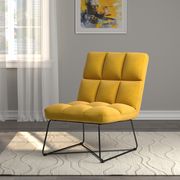 Yellow velvet contemporary accent chair by Coaster additional picture 2