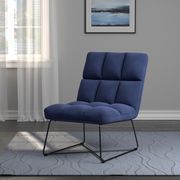 Midnight blue velvet contemporary accent chair additional photo 2 of 1