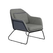 Accent chair in blue / gray leatherette / fabric additional photo 2 of 1