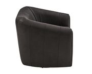 Vertical channel tufting club brown swivel chair additional photo 3 of 5