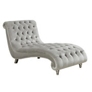 Smooth luxurious gray velvet chaise by Coaster additional picture 2