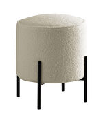 Beige faux sheep skin ottoman additional photo 2 of 1