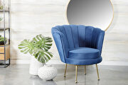 Fashionable blue velvet seashell inspired accent chair additional photo 3 of 2