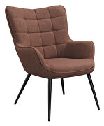 Rust woven fabric upholstery flared arms accent chair with grid tufted by Coaster additional picture 2