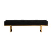Contemporary bench in black velvet / gold brass metal frame by Coaster additional picture 3