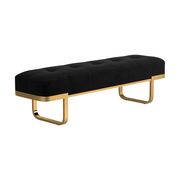 Contemporary bench in black velvet / gold brass metal frame by Coaster additional picture 4