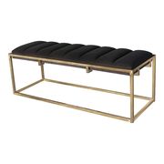 Dark gray velvet / gold metal frame bench by Coaster additional picture 2