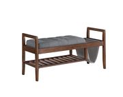 Walnut wood / blue / gray fabric storage bench by Coaster additional picture 3
