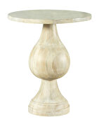 White washed wood finish round pedestal accent table by Coaster additional picture 2