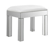 Mirrored leg base frame padded white leatherette seat vanity stool by Coaster additional picture 2