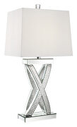 White and mirror finish table lamp with square shade by Coaster additional picture 2