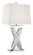 White and mirror finish table lamp with square shade additional photo 2 of 3