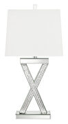 White and mirror finish table lamp with square shade by Coaster additional picture 3