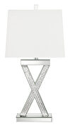 White and mirror finish table lamp with square shade additional photo 3 of 3