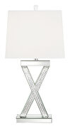 White and mirror finish table lamp with square shade additional photo 4 of 3