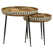 2-piece round nesting table natural and black by Coaster additional picture 6