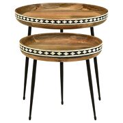 2-piece round nesting table natural and black by Coaster additional picture 8