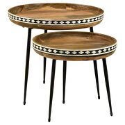 2-piece round nesting table natural and black by Coaster additional picture 10