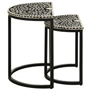 2-piece demilune nesting table black and white by Coaster additional picture 6