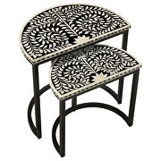 2-piece demilune nesting table black and white by Coaster additional picture 8