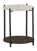 Round accent table with marble top white and gunmetal by Coaster additional picture 2