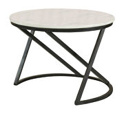 White marble top and black base round accent table by Coaster additional picture 2
