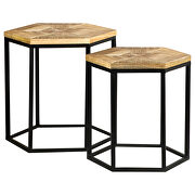 Geometric solid mango wood tops 2pc nesting table by Coaster additional picture 2