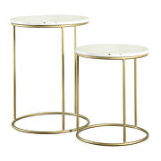 2pc nesting tables adorned with circular white marble tops by Coaster additional picture 2