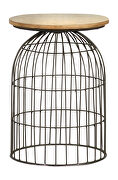 Round accent table with bird cage base natural and gunmetal additional photo 2 of 1