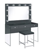 Gray high gloss lacquer finish vanity table by Coaster additional picture 6