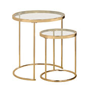 Gold steel and glass 2 pc nesting table additional photo 2 of 1