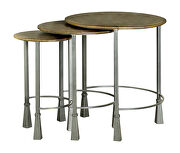 Natural finish tops and gunmetal base 3-piece round nesting table by Coaster additional picture 2