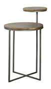 Natural finish top and gunmetal base round accent table by Coaster additional picture 2