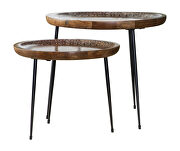 Honey top 2-piece round nesting table with tripod tapered legs by Coaster additional picture 2