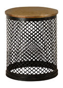 Natural finish top accent table with black drum base by Coaster additional picture 2