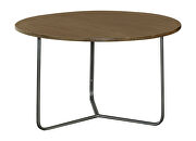 Natural finish top round accent table with triangle wire gunmetal base by Coaster additional picture 2