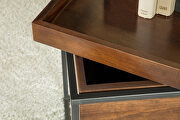 Dark brown and gunmetal finish square accent table with removable top tray by Coaster additional picture 3